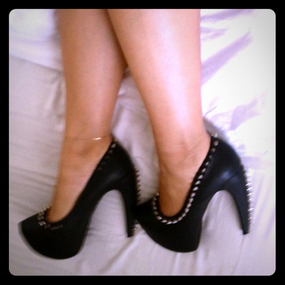 Black spike heels