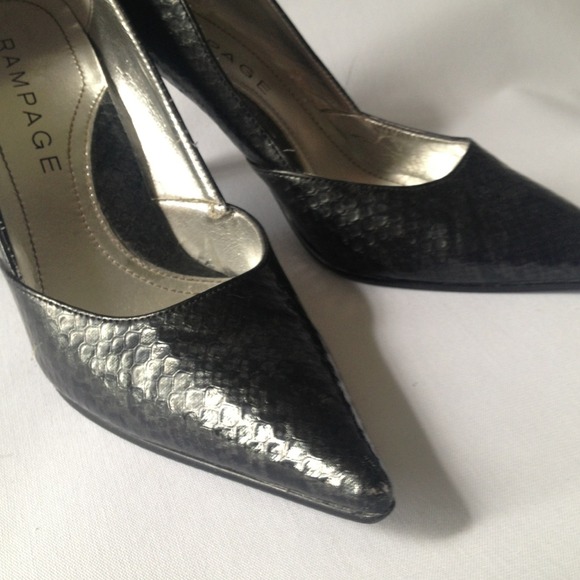 Pewter Gray Black Python Print Heels - Picture 2 of 4