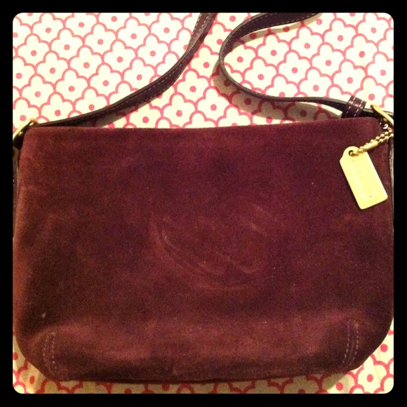 Small micro suede Coach handbag