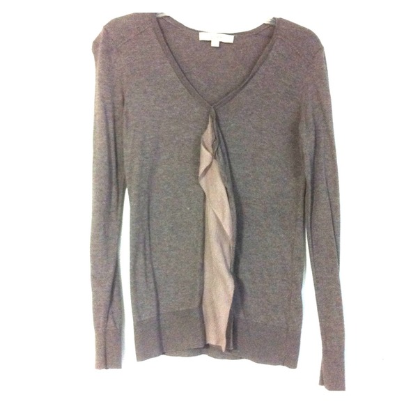 Ann Taylor Loft Brown Ruffle Sweater