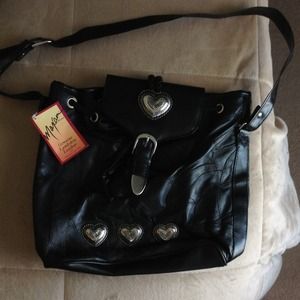 Black genuine lamb skin leather bag