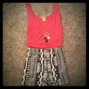 High Waisted Aztec Print Shorts