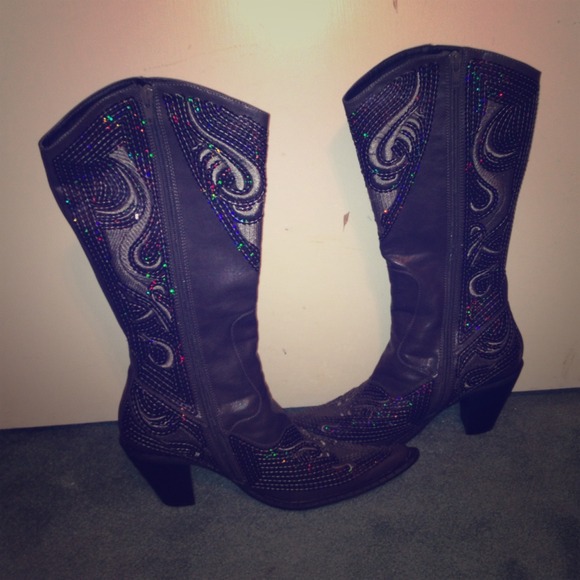 Grey sequin Helen's Heart boots - Picture 1 of 3
