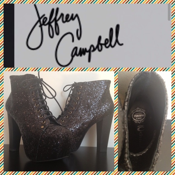 Jeffrey Campbell Boots - 👼 Jeffrey Campbell Lita - Black Glitter 7.5 Shoes