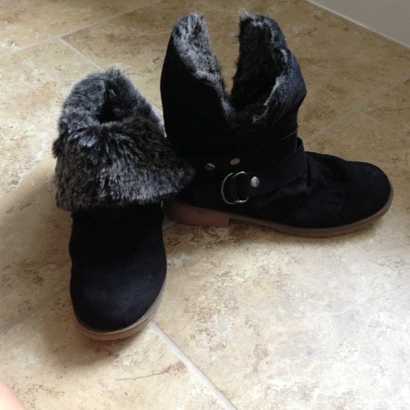 New never been worn black suede with fur boots.