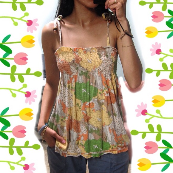 Tops - Boho 60s Patterned Print Top