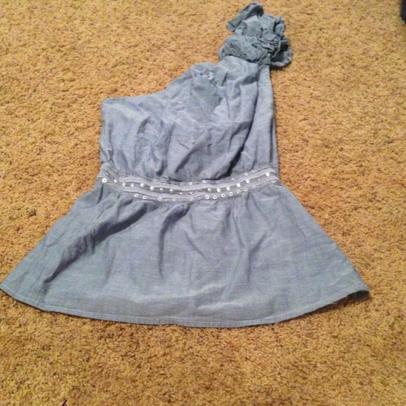 Blue one shoulder top