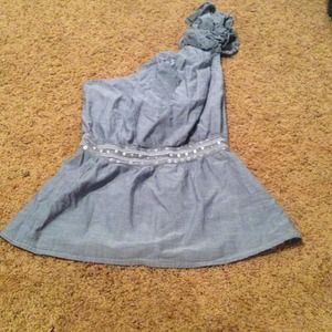 Blue one shoulder top