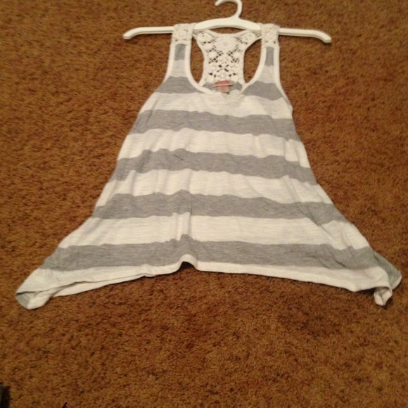 White and grey razorback top
