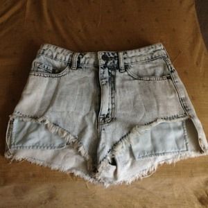 BDG High Low Shorts in White