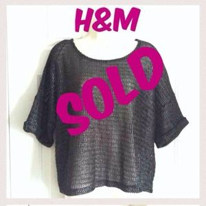 New H&M Black Metallic Dolman Top