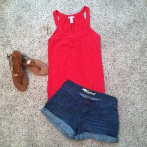 Red Scoop Neck Tank