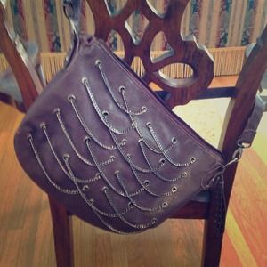 Dark plum leather cross body- NWT