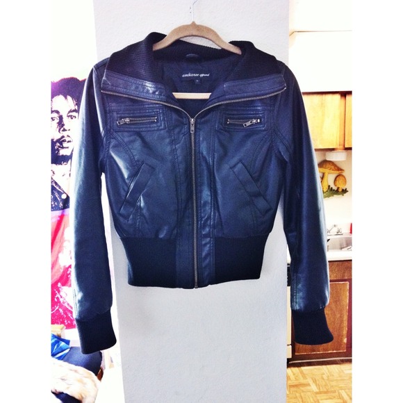 Black Cropped Pleather Jacket