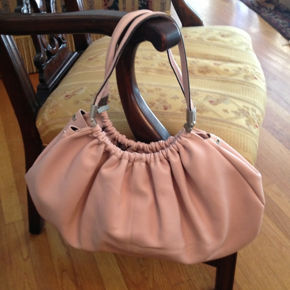 Pale pink vegan leather hobo handbag -gently worn