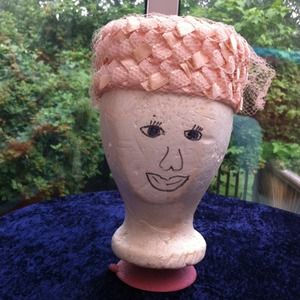 Vintage pink straw hat