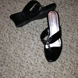 Black wedge sandals brand new