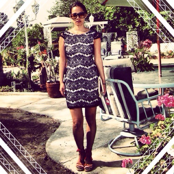 Dresses & Skirts - Black lace overlay dress