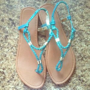 Faux metallic sandals