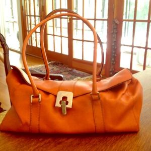 Pumpkin vegan leather handbag - gently worn
