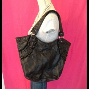 $$REDUCED$$. Ruffled Detail Black hobo by RED