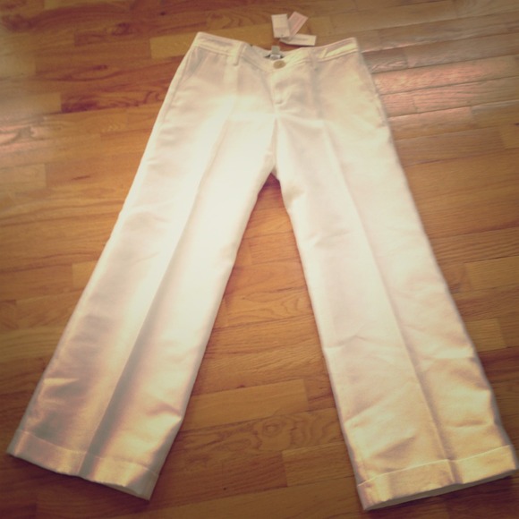 White silk/ cotton pants