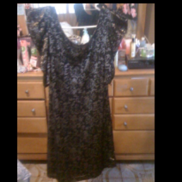 Black and gold lace dress