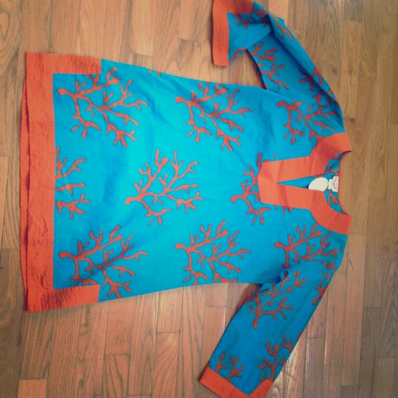 Turquoise blue and orange tunic