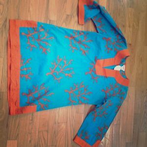 Turquoise blue and orange tunic