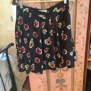 Pleated Silk Floral Mini Skirt