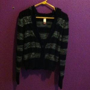 Black and gray striped sweater