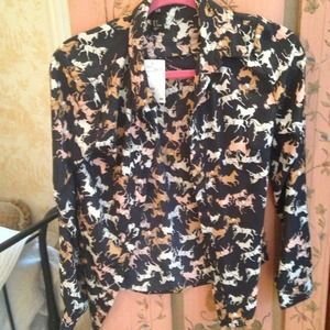 H&M Horse Print Button Up