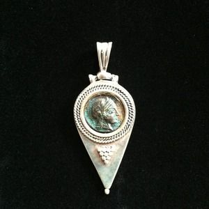 New Sterling Silver Greek Coin Pendant