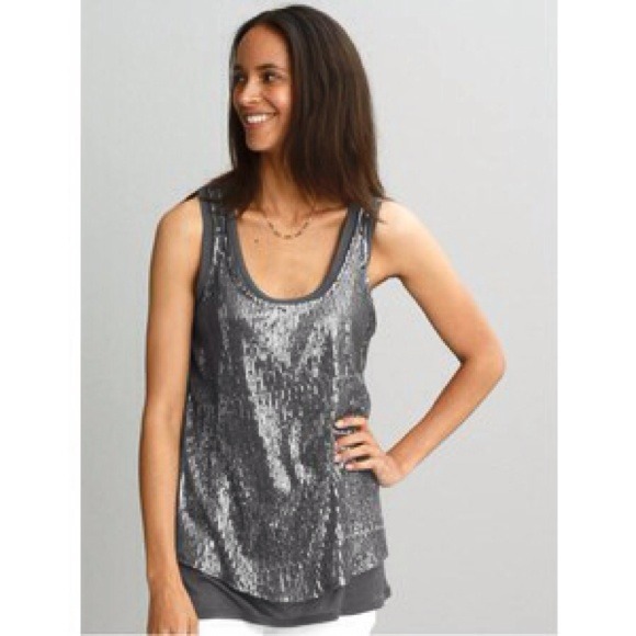 SOLD - Banana Republic Charcoal Sequined Tank