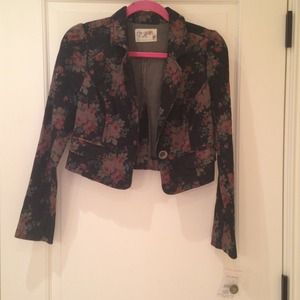 Free people floral denim jacket NWT