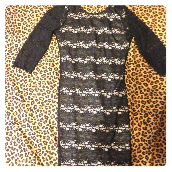 Open Back Short Lace Black Cocktail Dress