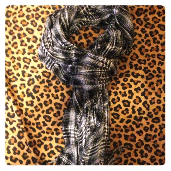 Gray, black and white scarf