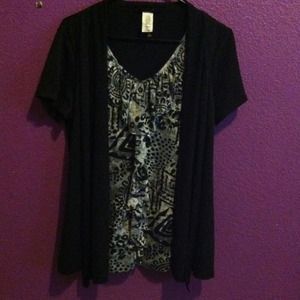 Silky top with attached jacket