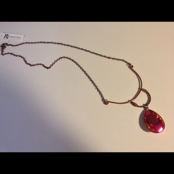 Statement Fire Crystal Necklace with Copper - Picture 2 of 3
