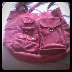 Purple suede tote bag