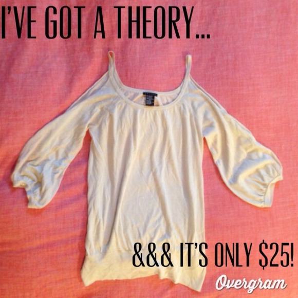 THEORY Cream Sweater Top