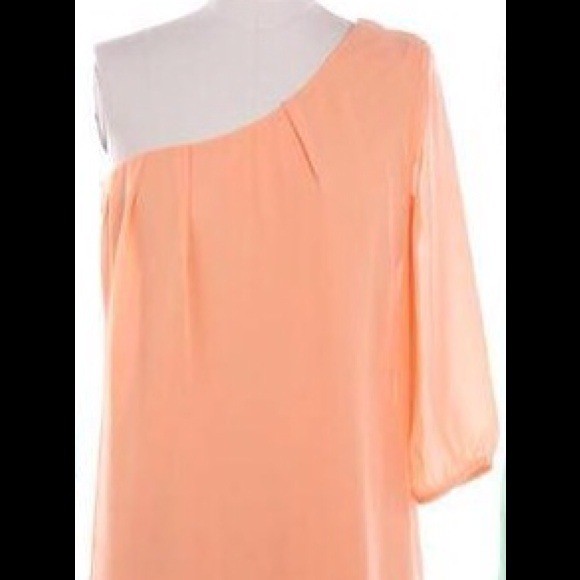 ❌❌SOLD❌❌CORAL One Shoulder Chiffon Dress
