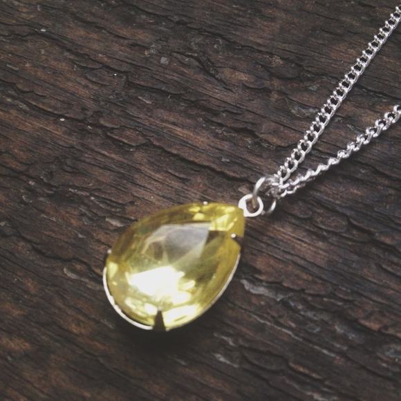 SOLD - Champagne Vintage Czech Glass Tear Drop