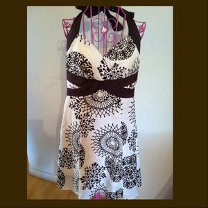 Brown and White Halter Dress !!!!!!
