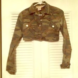 Army Print Crop Jacket
