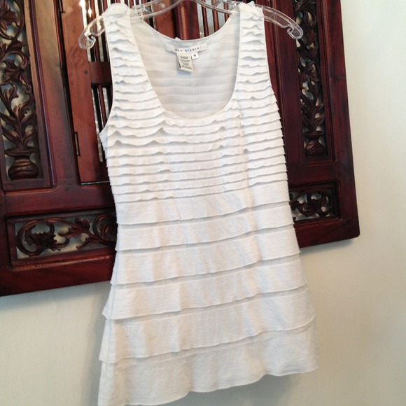 White layered ruffled blouse