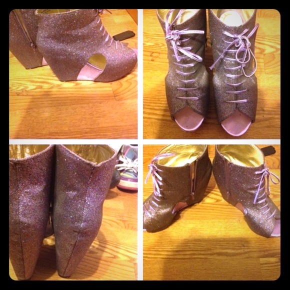 Bumper purple multi glitter wedges