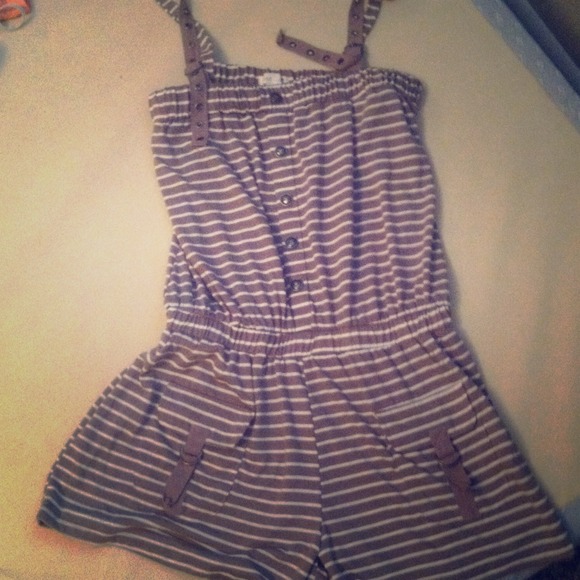 Tan Striped Romper