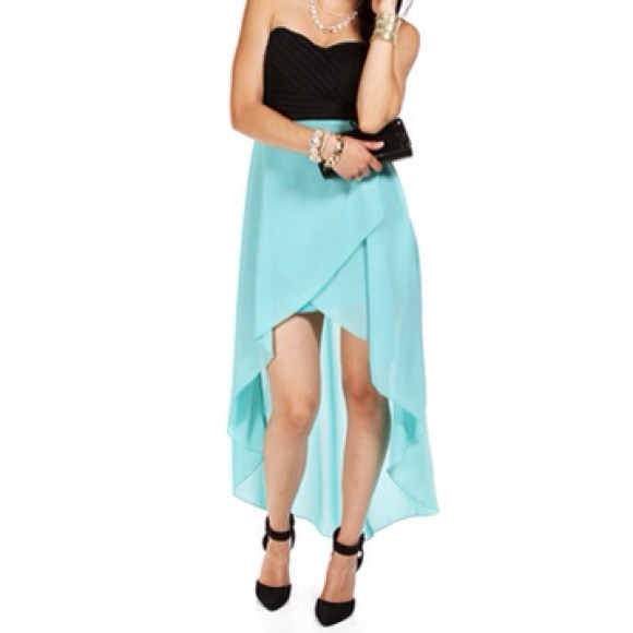 Teal and Black Hi Low Dress