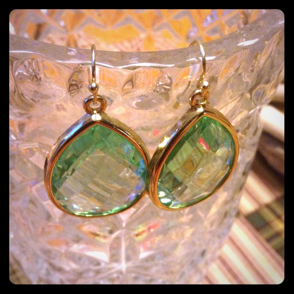 🍥Translucent Green Teardrop Earrings🍥